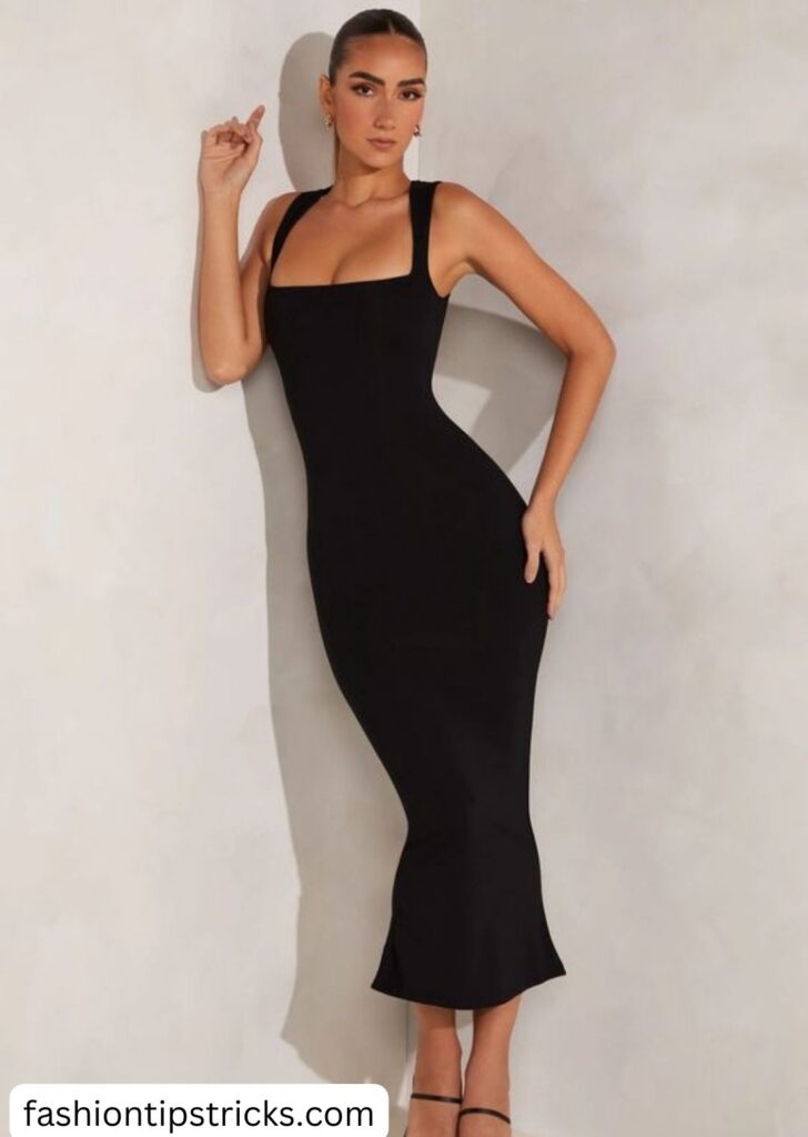 What about a square neck slim dress?