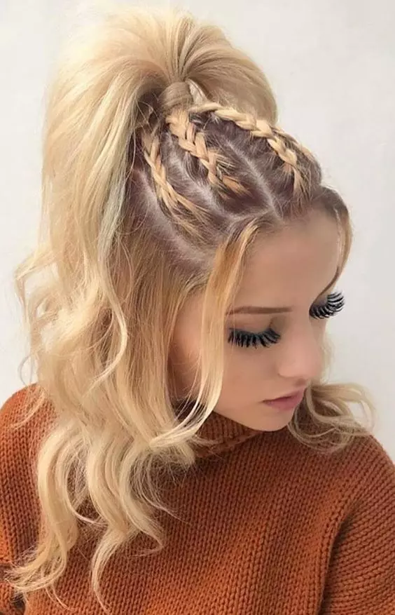 High Ponytail with an Inverted French Braid
