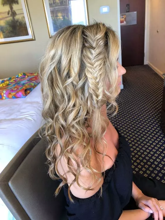 Loose Curls and Fishtail Braids