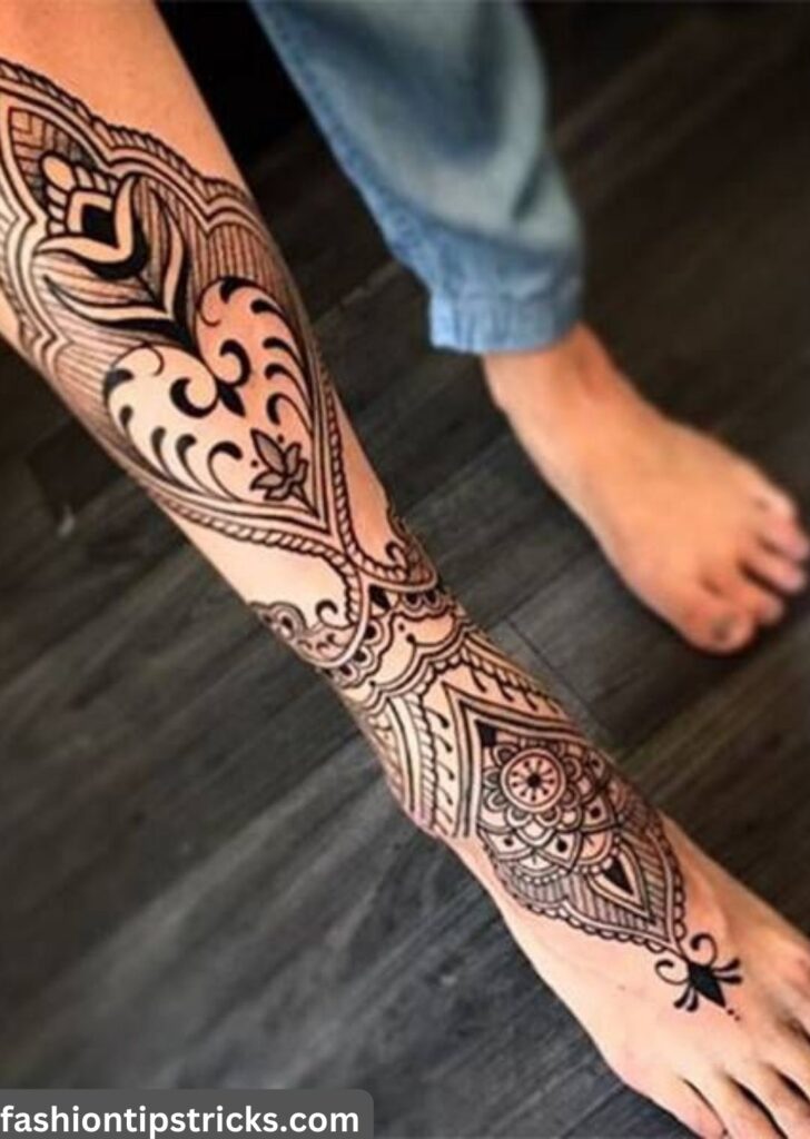 Ornate Leg Tattoo: Intricate Beauty