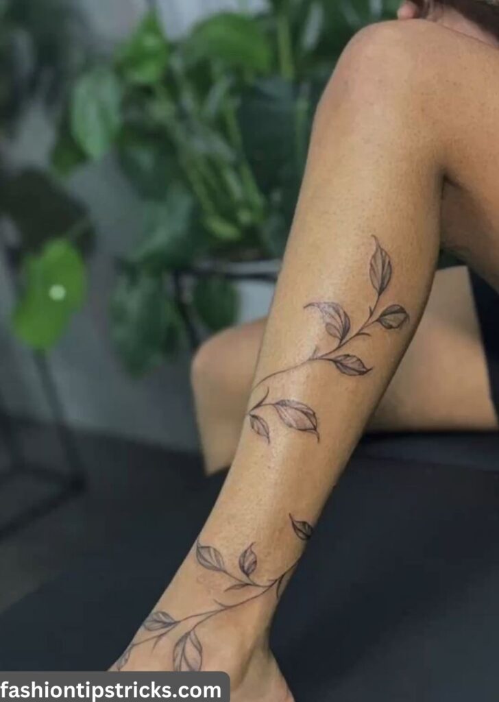Enchanting Vines: Leg Tattoo Inspiration
