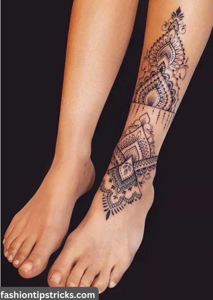 Mandala Leg Tattoo: Intricate Symmetry