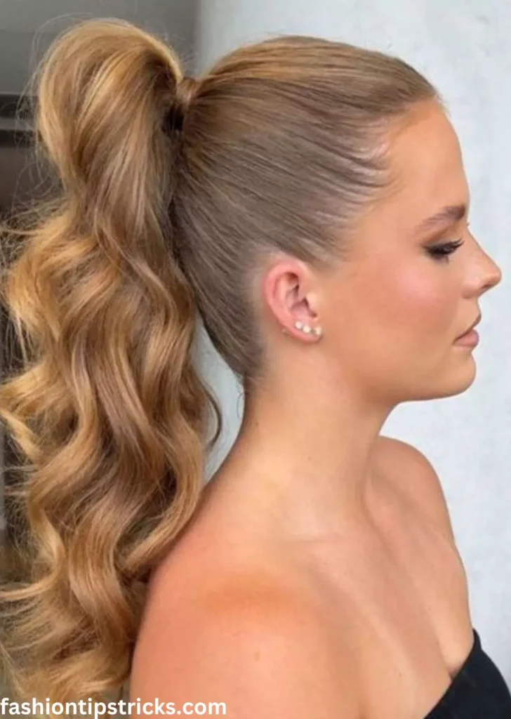 Glamorous Waves: Perfecting the Wet Look Ponytail