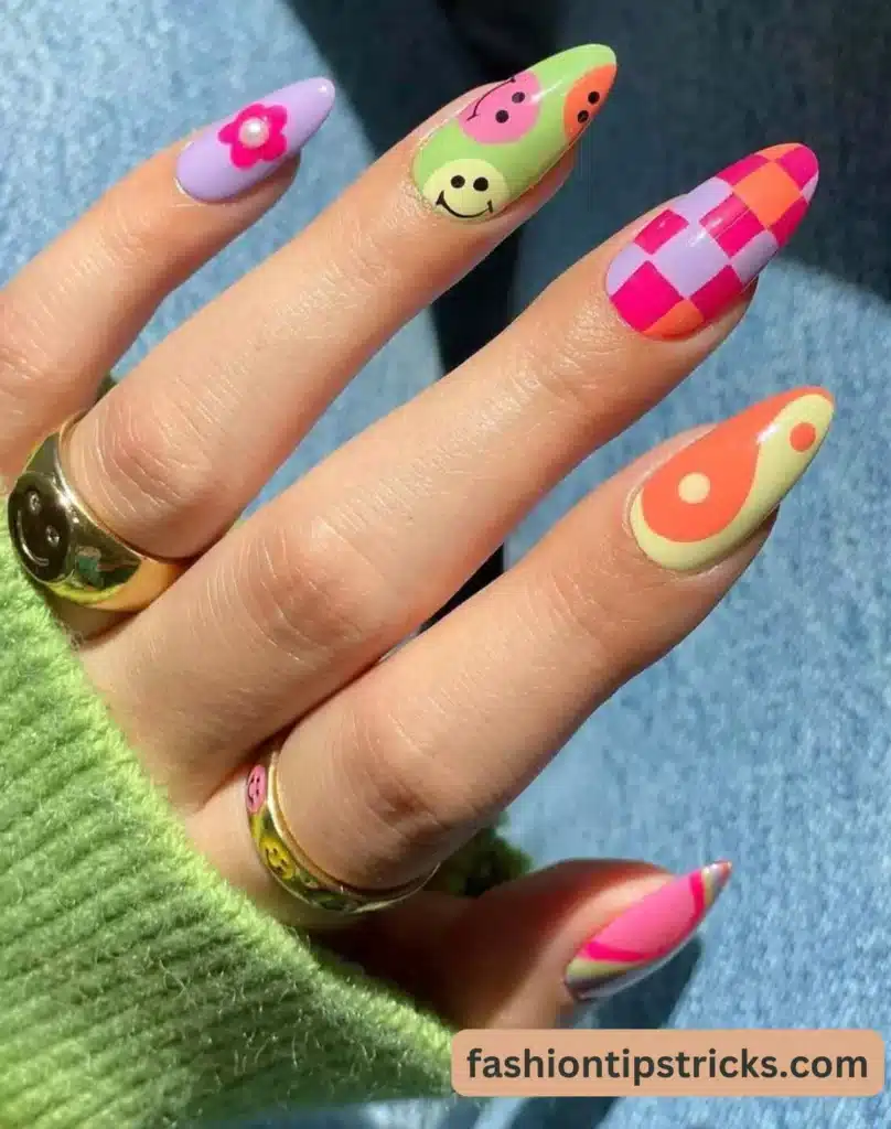 Neon Checker Print