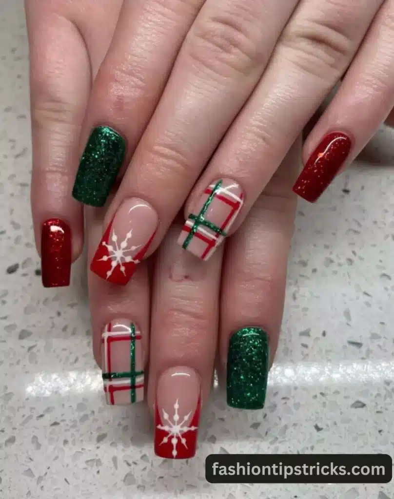 Classic Red and Green Nails